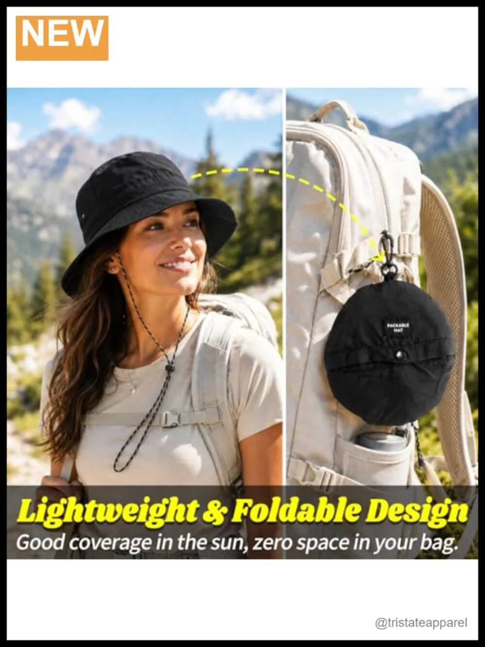 Packable Sun Bucket Hat with Chin Strap - Lightweight Waterproof for Travel
